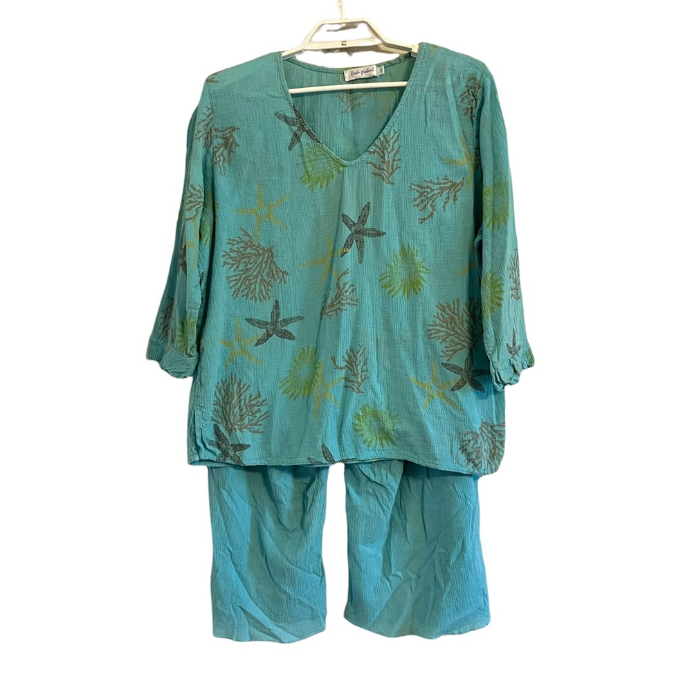 Fresh Produce Teal and Green Capris Set